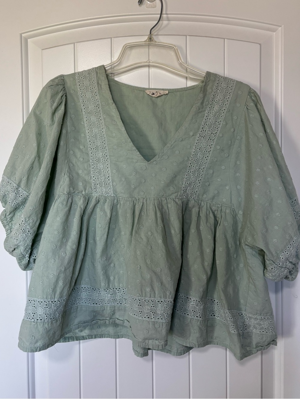 In Loom Mint cropped blouse